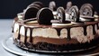 black white dark chocolate biscuit cookies cake, Generative Ai
