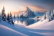 canvas print picture - Impressive winter morning in Carpathian mountains with snow covered fir trees. Colorful outdoor scene, Happy New Year celebration concept. Artistic style post processed photo