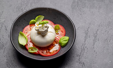 Wall Mural - Burrata cheese, tomatoes and basil