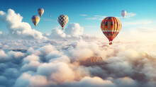 Hot Air Balloon Over The Cloud Created With Generative AI 