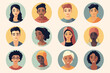 © ImageDesign - Twelve individual characters laid out and isolated on a light background, mixed races and genders, diversity