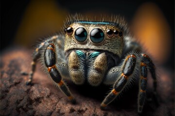 Canvas Print - AI generated illustration of a cheerful arachnid with large, expressive eyes