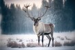 © Achilles Studio/Wirestock Creators - a reindeer standing in the snow with very large horns on
