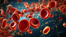 Red Blood Cells Flowing Realistic 3d Rendering