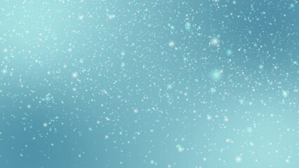 Wall Mural - animation of shiny snowflakes falling against a sky blue background