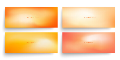Aufkleber - Set of blurred horizontal banners with bright orange colored gradients. Defocused abstract vibrant templates collection for creative graphic design. Vector illustration.
