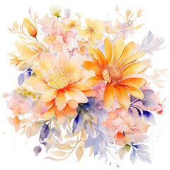 Canvas Print - Watercolor floral background. Illustration AI Generative.