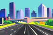 abstraktes bild traffic stau urban stadt metropole highway autobahn zufahr zufahrtsstraßen licht hell schnell neon generative KI AI