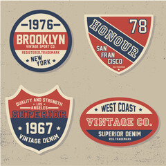 vintage varsity concept patch design pack as vector