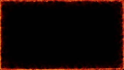 Wall Mural - 3d rendered animation of bright flames burning in the frames of the screen on the empty background