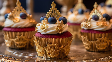 Wall Mural - Royal Coronation Cupcakes to Celebrate the Coronation of King king created with Generative AI 