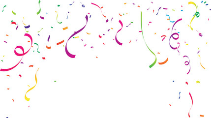 Wall Mural - colorful confetti and zigzag ribbon falling from above streamers, tinsel vector