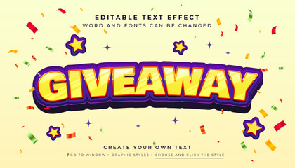 Wall Mural - yellow glossy giveaway 3d editable text effect, suitable for promotion, product, headline, poster