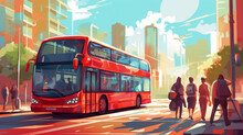 Red City Bus At A Bus Stop