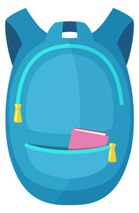 Canvas Print - Cartoon kid backpack. Student bag blue icon