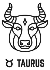 Wall Mural - Taurus symbol. Black line stellar icon. Zodiac sign