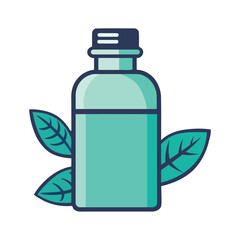 Sticker - Organic herb medicine bottle with fresh leaf