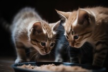 Kittens Eat Feeder Box. Generate Ai