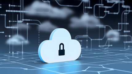 Cloud data storage, cloud computing and data security concept. AI generated
