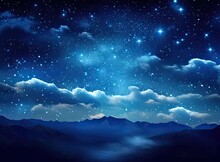Backgrounds Night Sky With Stars And Moon And Clouds. Elements Of This Image Furnished By NASA Created With Generative AI Technology.