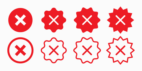 Aufkleber - Not verified red color. Cross x vector icon. no wrong symbol. delete, vote sign.