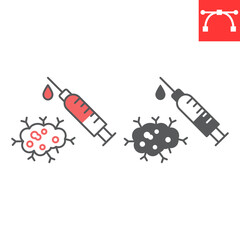 Wall Mural - immunotherapy line and glyph icon, oncology and aids, antibodies vector icon, vector graphics, edita