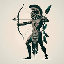 Aztec God Egyptian God Duality Bow And Arrow Simple Modern Minimalistic Tattoo Design 