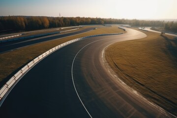 Wall Mural - aerial view of empty car race track, created using generative ai technology