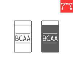 BCAA line and glyph icon, supplements and health, amino acids vector icon, vector graphics, editable stroke outline sign, eps 10.