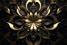 Exquisite Metallic Golden Flower On Black