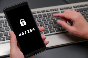 a security code to access your data online. two-factor authentication. modern authentication technol