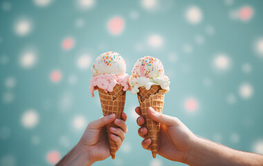 Hands holding ice cream