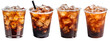Cold brewed iced black coffee on plastic cup, side view with transparent background, smooth blur edge, Generative AI