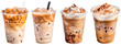 Cold brewed ice latte coffee on plastic cup, side view with transparent background, smooth blur edge, Generative AI