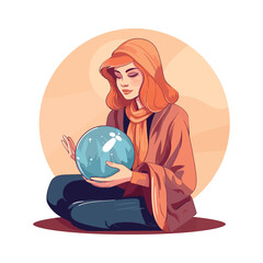 Sticker - woman with a crystal ball