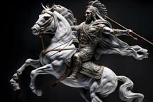 Scythian Nimrod The King Of Kings On White Warhorse God Of Hunters Shooting An Arrow From Gemini To Sirius Super Handsome Dark God King 4k Realistic Vray Iray Octane 