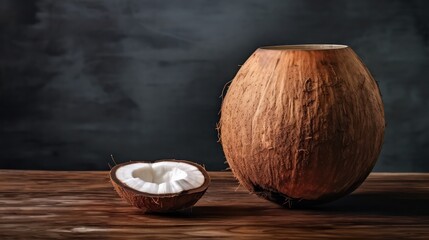 Wall Mural - coconut on wooden background