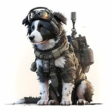 A Humanoid Cute Dog Puppy Full Body Portrait Drawing As A Call Of Duty Warzone Operator White Background 