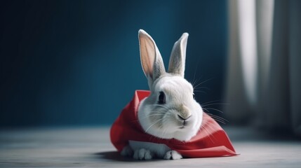 Wall Mural - Masked Marvel: Rabbit in a Hero's Cloak and Cape Inspires Hope and Hoppiness