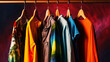 ai generative image multi colored clothes hanging in a closet fashion trendy 