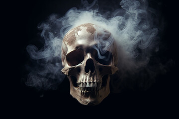 Wall Mural - surreal, creepy skull and smoke