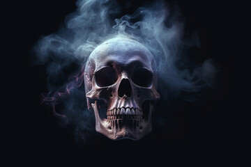 Wall Mural - surreal, creepy skull and smoke