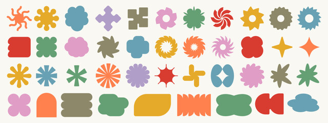 Poster - Cool Y2k Geometric Shapes. Collection of abstract brutalist bauhaus figures. Swiss Design Forms. Trendy modern graphic elements vector set.