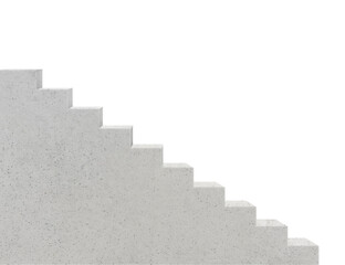 white stairs realistic in concrete interior, transparent background