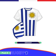 Wall Mural - Rugby jersey of Uruguay national team with flag.