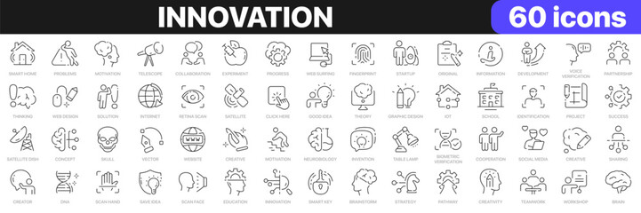 Leinwandbilder - Innovation line icons collection. Technology, creative, brainstorm, education icons. UI icon set. Thin outline icons pack. Vector illustration EPS10