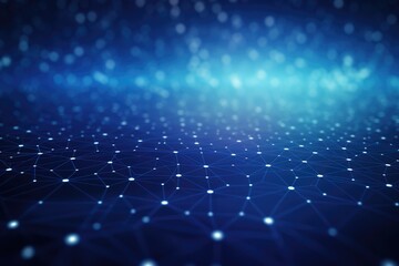 Wall Mural - abstract blue technology background with a cyber network grid and connected particles. artificial ne