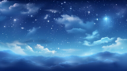 Wall Mural - summer blue sky and stars fantasy background 