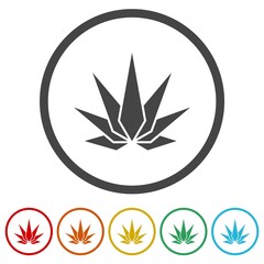 Wall Mural - Cannabis marijuana abstract logo. Set icons in color circle buttons