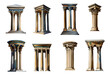 Watercolour antique column set. Generative Ai